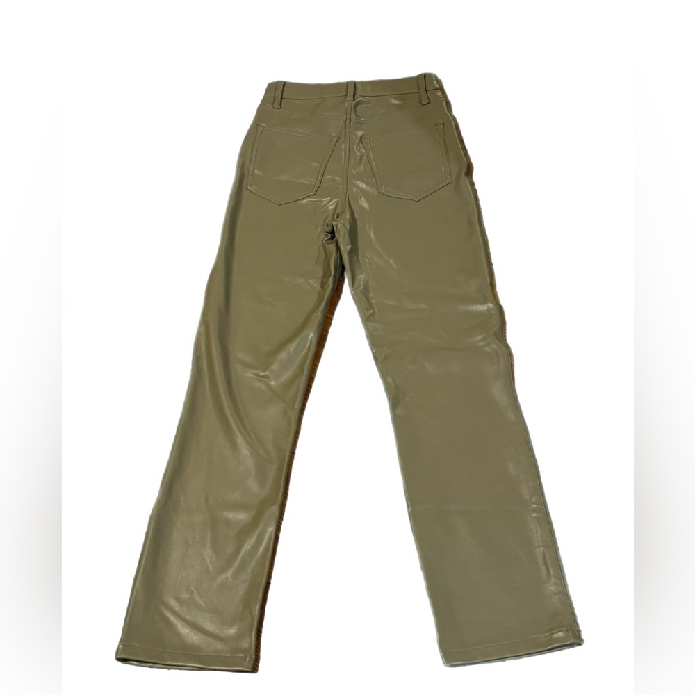 Vegan Leather 90s Straight Pant Abercrombie & Fitch Size 26 (2) Taupe/Green - Picture 4 of 5